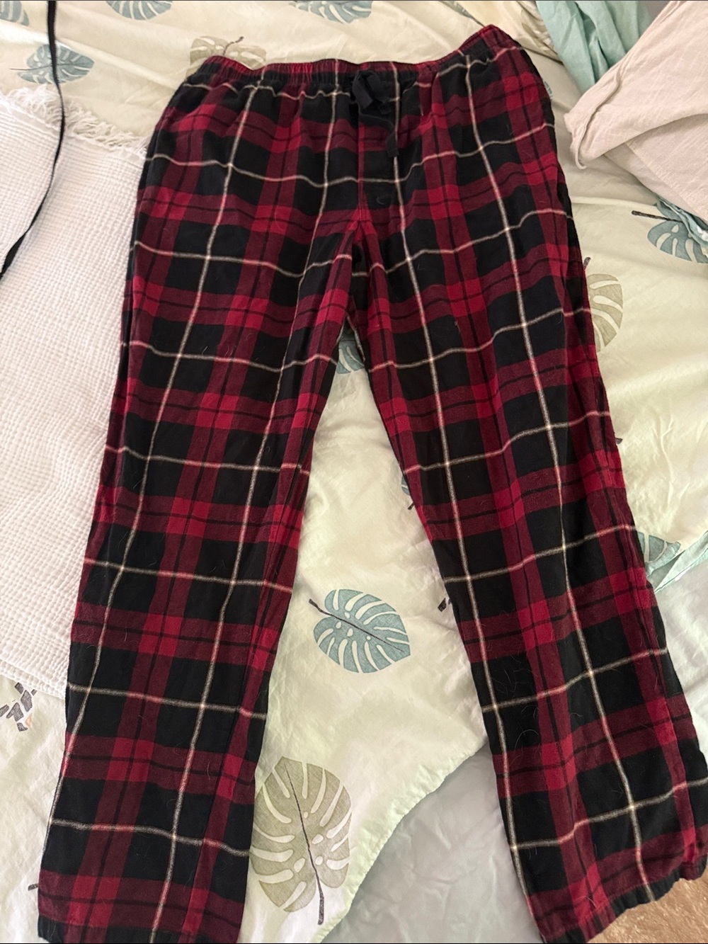 Majestic Red and Black Plaid Jogger Pants